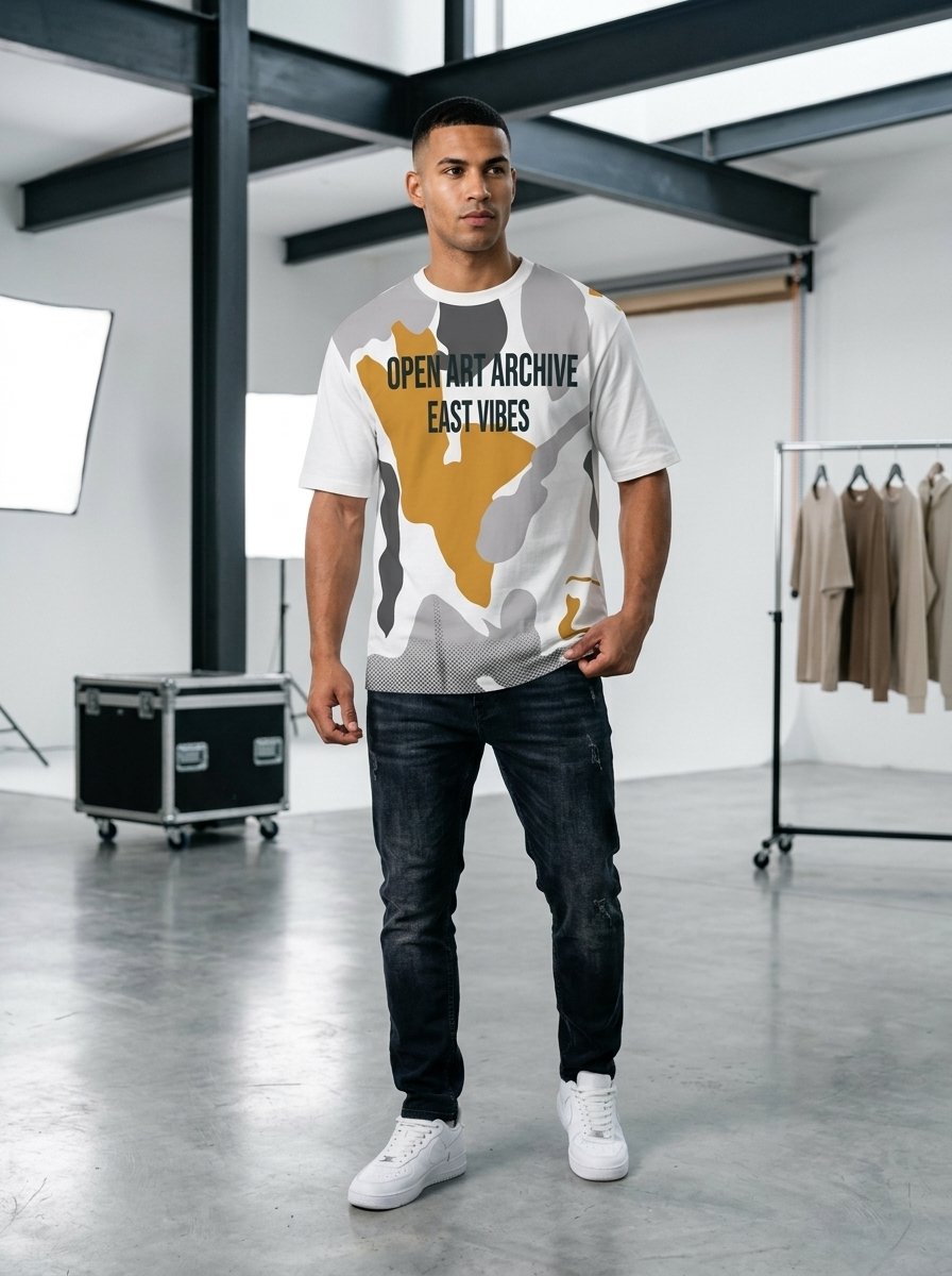 Open Art Archive Oversized Graphic Tee model wearing